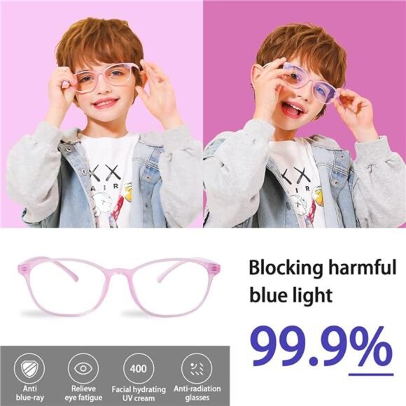 Girl Ultra-Light Blue Light Blocking Glasses with Case for Kids and Teens - Picture 4 of 6